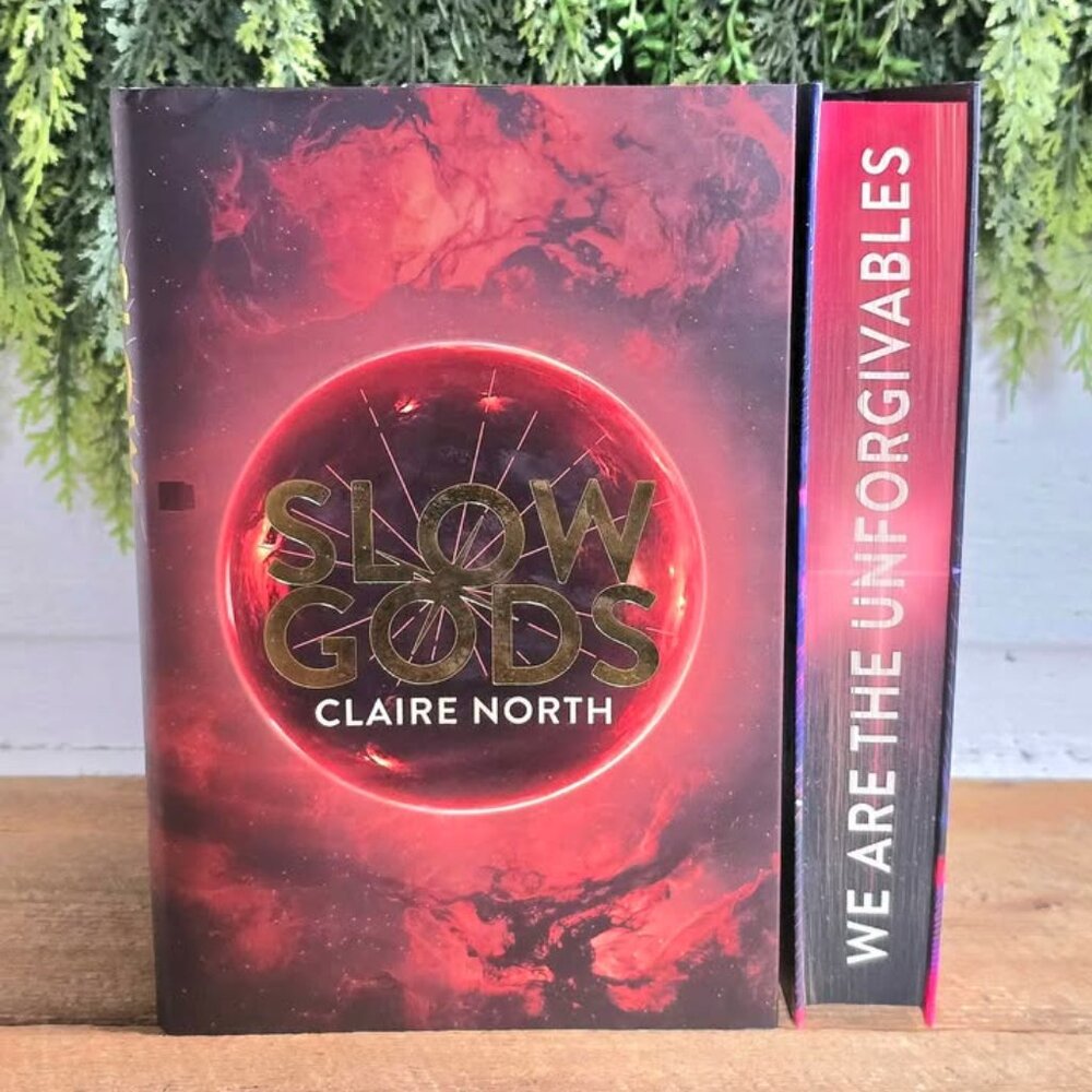 Signed Slow Gods Claire North Illumicrate Starbright Sprayed Edge Hardcover Book